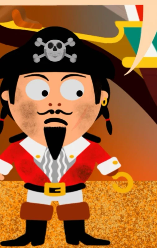 Captain Barry in his skull-and-crossbones hat and red coat